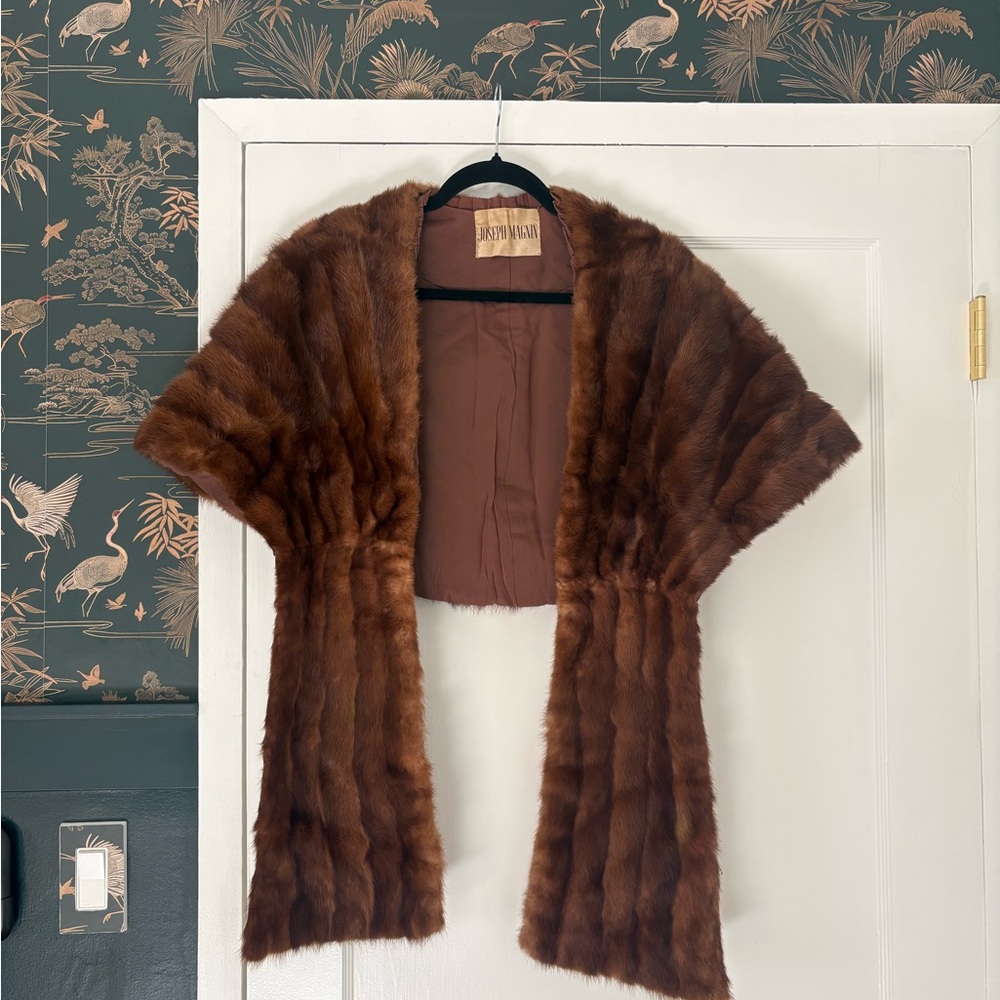 Vintage 1940’s JOSEPH MAGNIN Brown Mink Fur Cape Stole